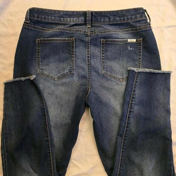 Jennifer Lopez Jeans Women 10 Blue Denim Straight Crop Stretch Distress 98-3 - Picture 5 of 7